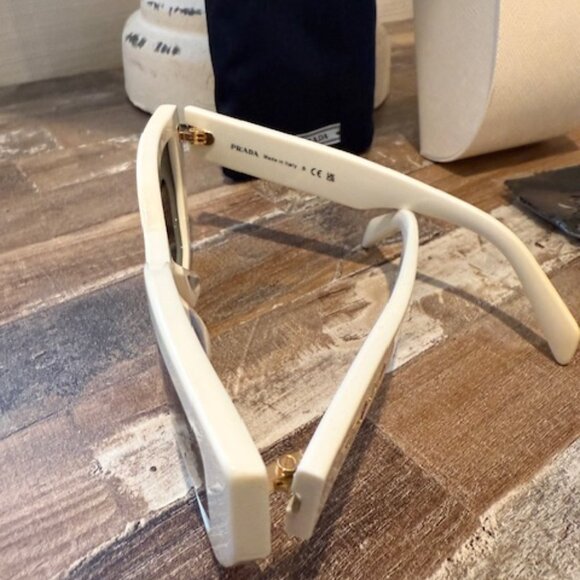 Prada White & Gold Cat Eye Sunglasses - Picture 3 of 7